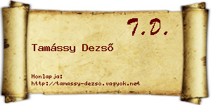 Tamássy Dezső névjegykártya
